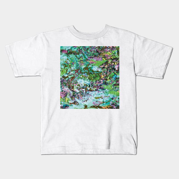 Magic Garden Flow - Colorful Paint Pour/ Fluid Art - Unique and Vibrant Abstract Acrylic Paintings for Art Prints, Canvas Prints, Wall Art, Mugs, Leggings, Phone Cases, Tapestries and More Kids T-Shirt by cherdoodles